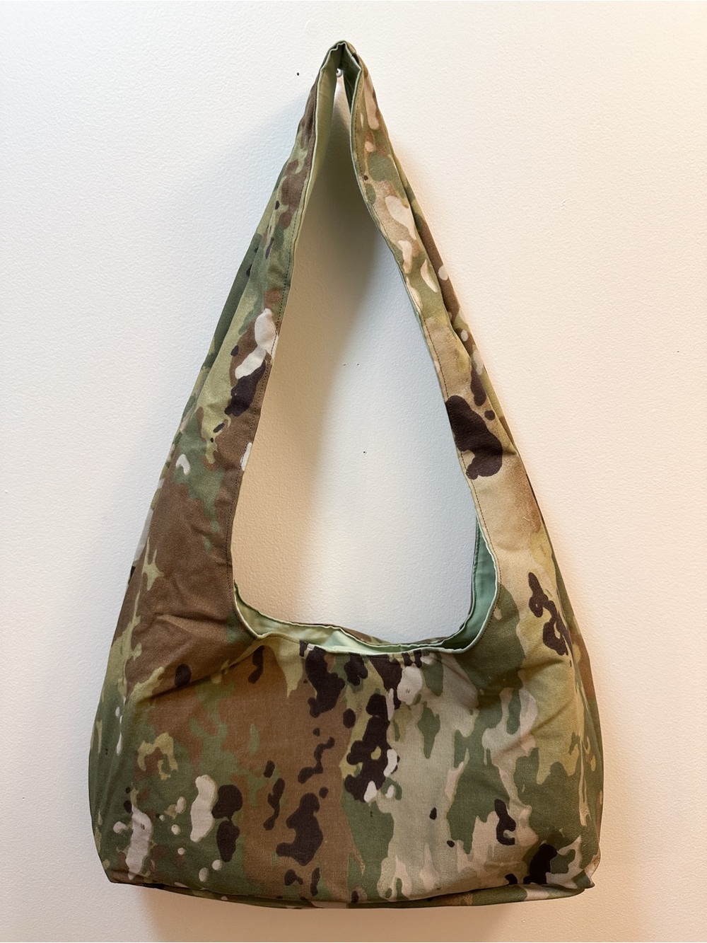 Handmade Green Camo Khaki Camouflage Cotton Small Mini Shoulder Bag